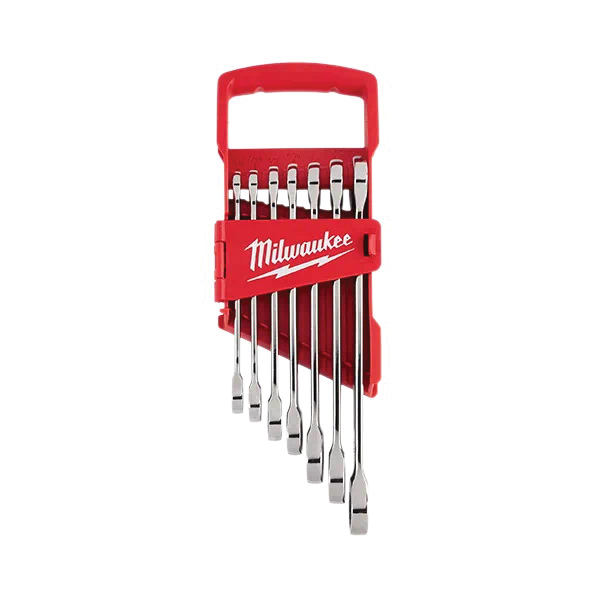 48-22-9406 Wrench Set, 7-Piece, Alloy Steel, Chrome, Specifications: SAE Measurement System, I-Beam Handle