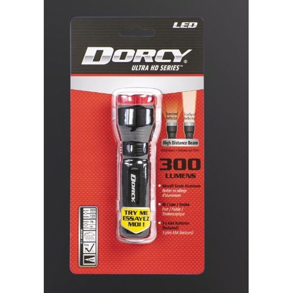 Dorcy Ultra HD Series 41-4333 Ultra HD Flashlight, AAA Battery, Alkaline Battery, LED Lamp, 220 Lumens Lumens, Black