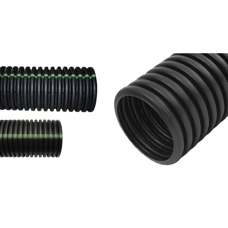 04540010 Corrugated Pipe, 4 in, 10 ft L, Solid, Single-Wall, Polyethylene, Black