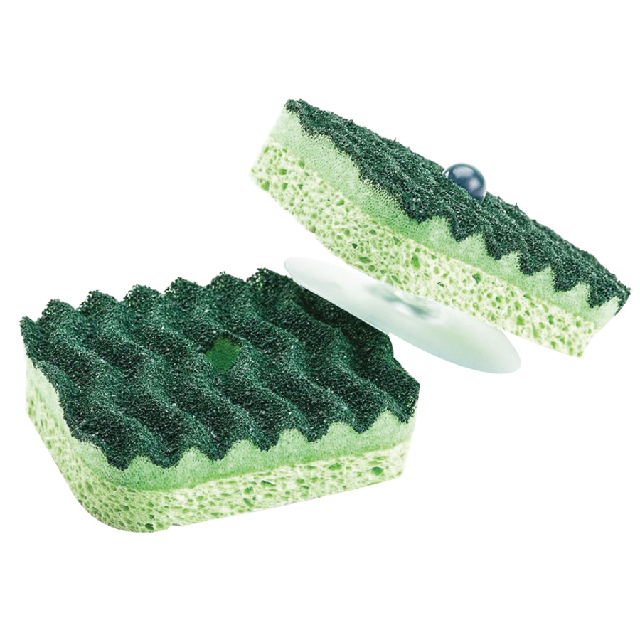 2106 Sponge with Suction Hanger, 4 in L, 4 in W, 1.88 in Thick, Cellulose/Synthetic, Green