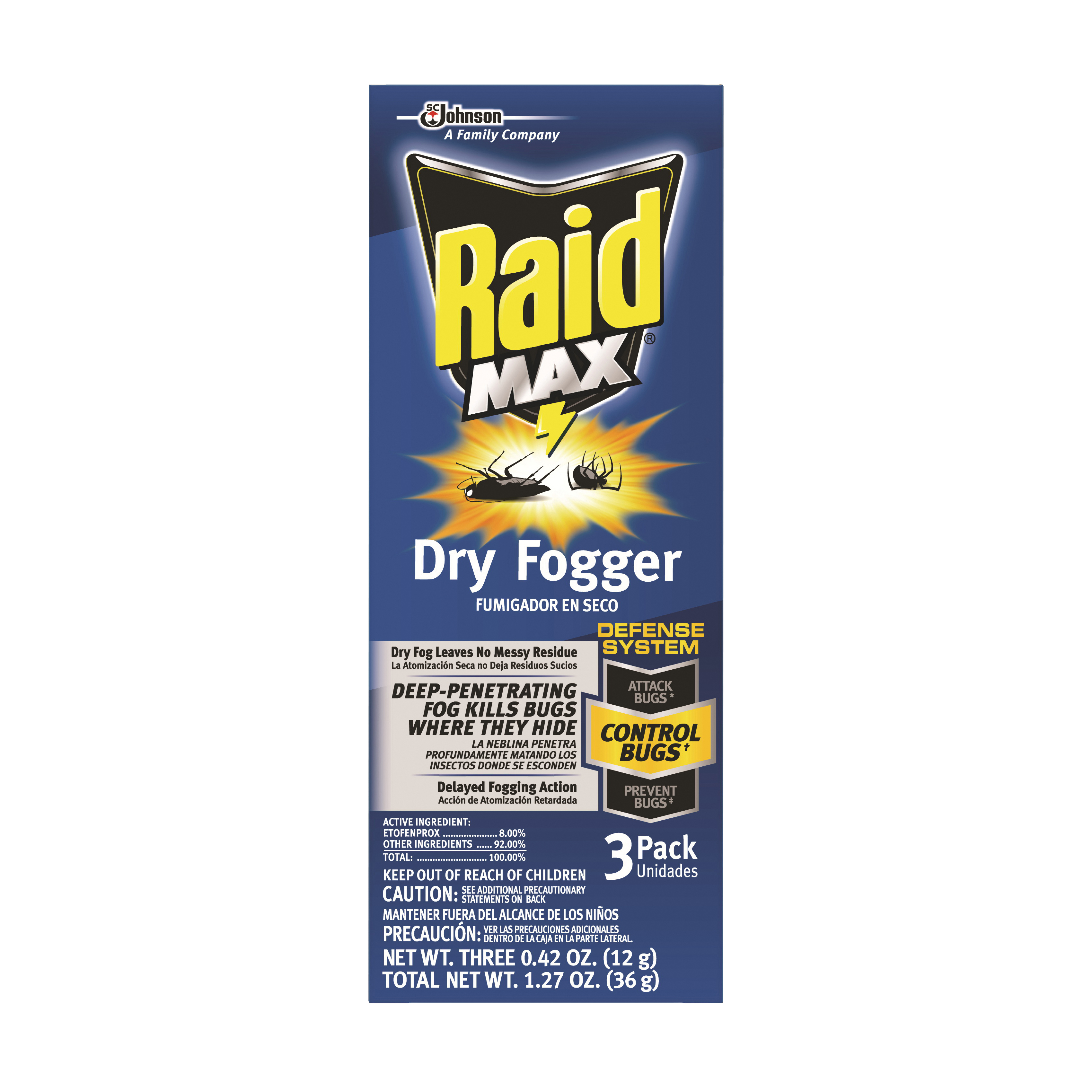SC Johnson 00892 Fumigator Dry Fogger, 1.27 oz Capacity, 2560 cu-ft Coverage Area