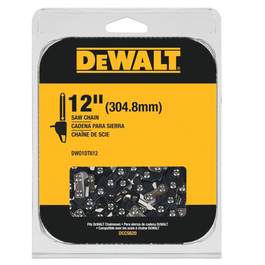 DeWALT DWO1DT612 Replacement Chain, Low Kick Back, Low Vibration Chain, 12 in L Bar, 0.043 in Gauge, 3/8 in TPI/Pitch,