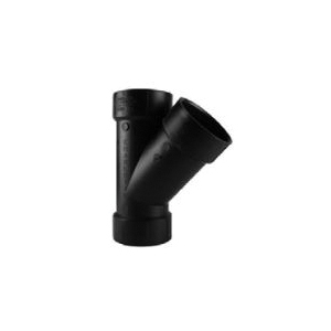 Charlotte Pipe ABS 00600 0600HA Pipe Wye, 1-1/2 x 1-1/2 x 1-1/2 in, Hub, ABS, Black, SCH 40 Schedule