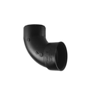 Charlotte Pipe ABS 00302 0600HA Pipe Elbow, 1-1/2 in, Spigot x Hub, 90 deg Angle, ABS, Black, SCH 40 Schedule
