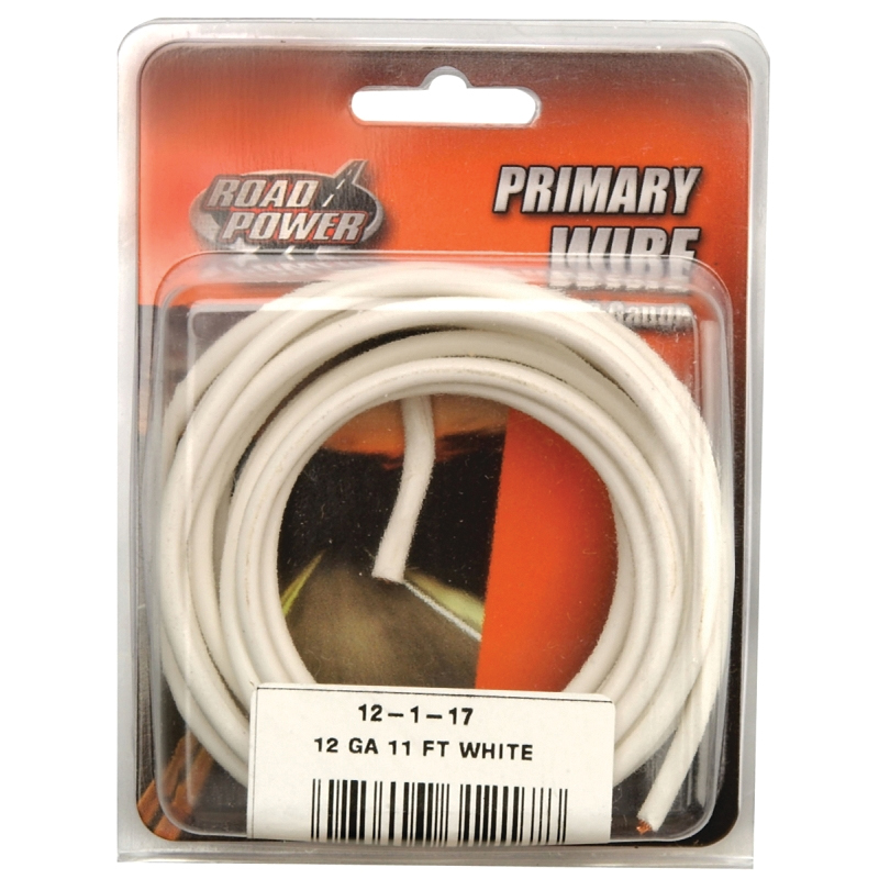 55671433 Primary Wire, 12 ga Wire, 60 VDC, Copper Conductor, White Sheath, 11 ft L