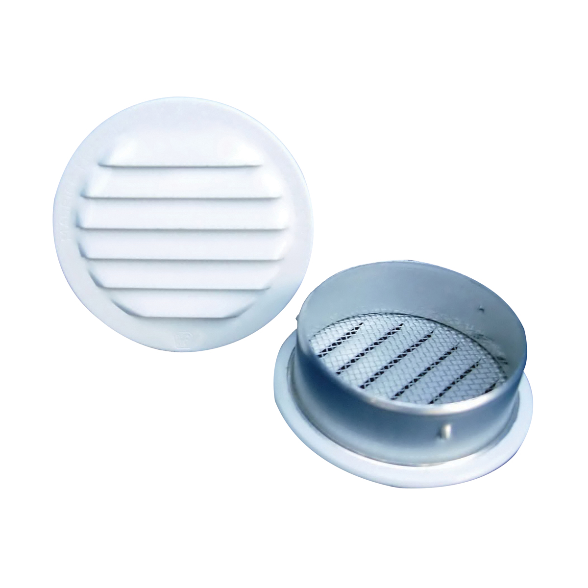RLW-100 3 Mini Louver with Insect Screen, 3.53 in W, Round, Aluminum, White