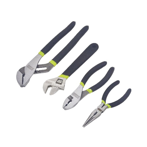 213169 Plier and Wrench Set, 4-Piece, Steel, Nickel-Plated