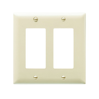 TradeMaster TP262ICC30 Switch Wallplate, 4-11/16 in L, 4-3/4 in W, 2 -Gang, Nylon, Ivory, Matte