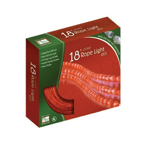 Holiday Wonderland 55133-88 Christmas Rope Light Set, 18 ft L, 216-Lamp, Red