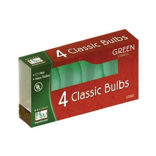 Holiday Wonderland 1074G-88 Christmas Light Replacement Bulb, 5 W, Candelabra Lamp Base, Green