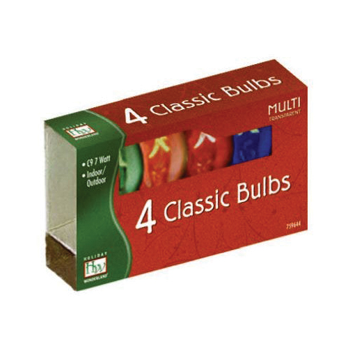 Holiday Wonderland 1095A-88 Christmas Light Replacement Bulb, 7 W, Intermediate Lamp Base, Transparent Multi-Color