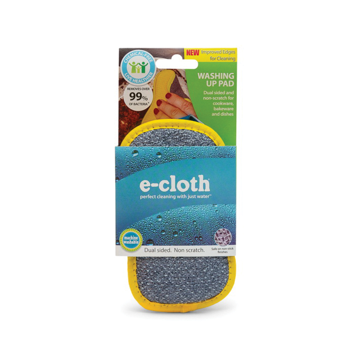 e-cloth 10626 Washing Up Cleansing Pad, 3-1/4 in L, 6 in W, Polyester/Polyamide, Blue/Yellow - 3