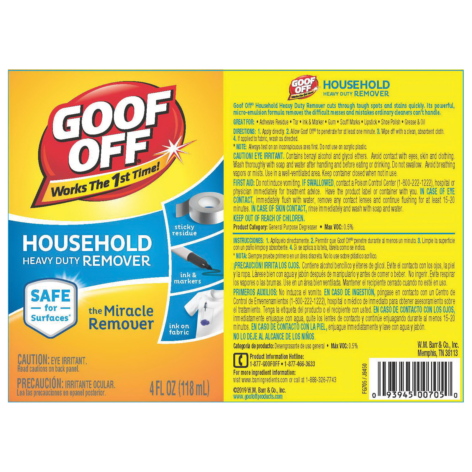 Goof Off 4 Oz Liquid Adhesive Remover FG705