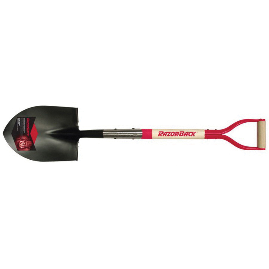 43201 Round Point Shovel, 8-3/4 in W Blade, Steel Blade, Wood Handle, D Grip Handle, 41 in OAL