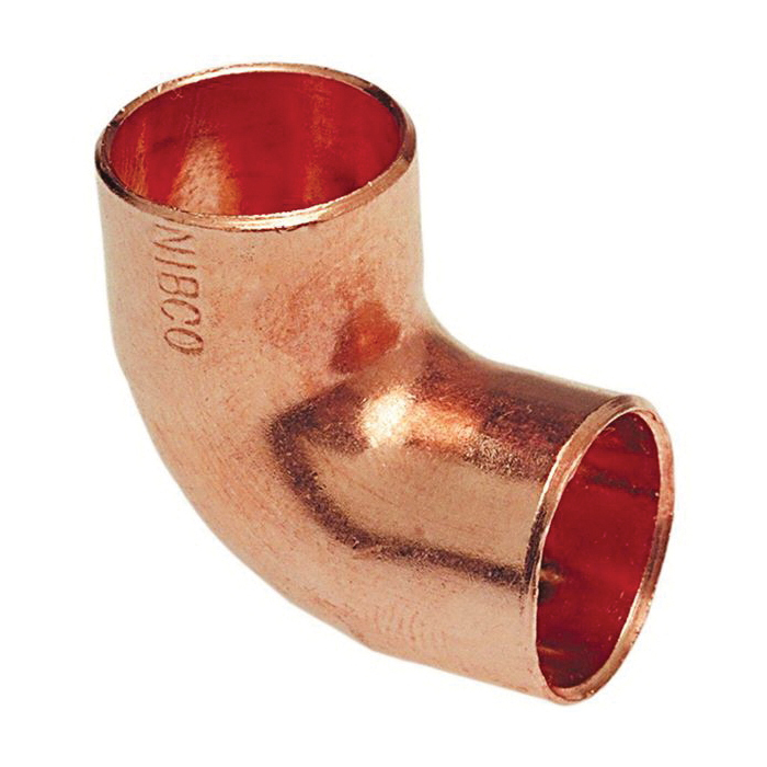 607 Series W01450D Pipe Elbow, 1/2 in, Sweat, 90 deg Angle, Copper
