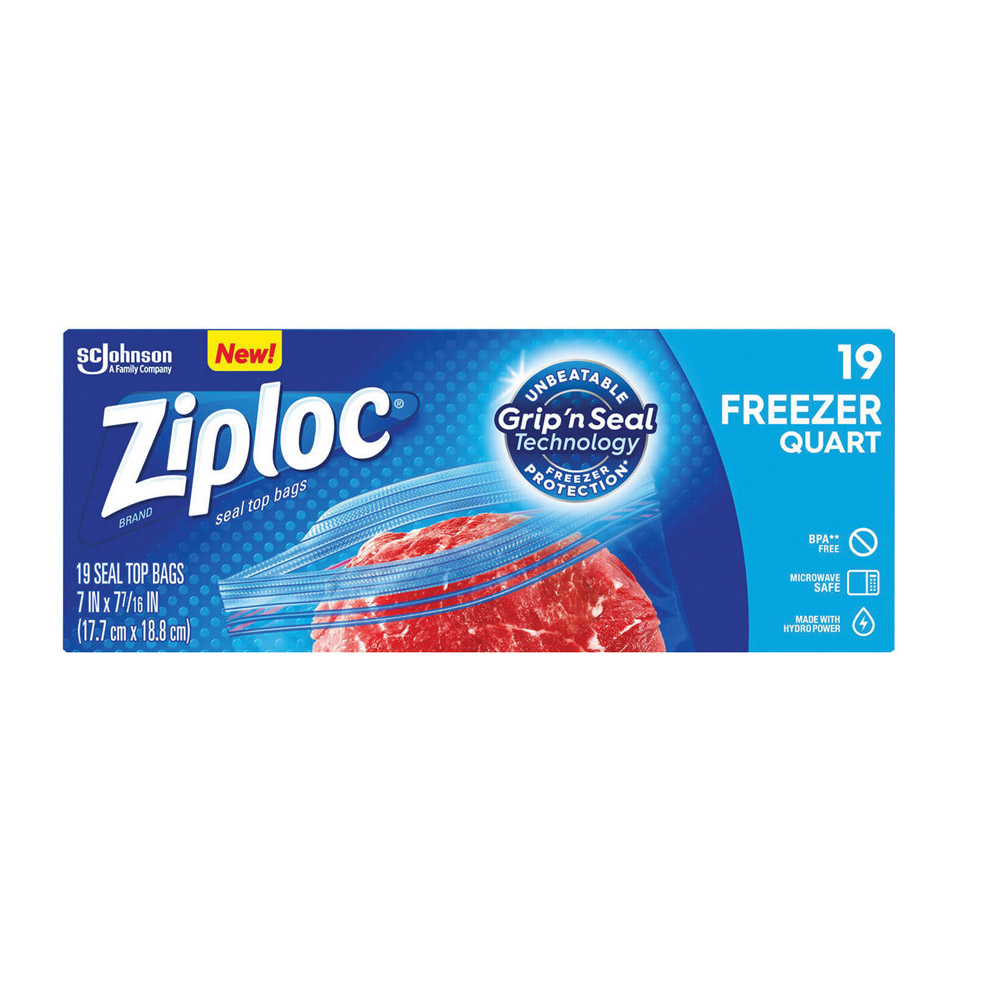 Ziploc 388 Freezer Bag, 1 qt Capacity, Plastic - 4
