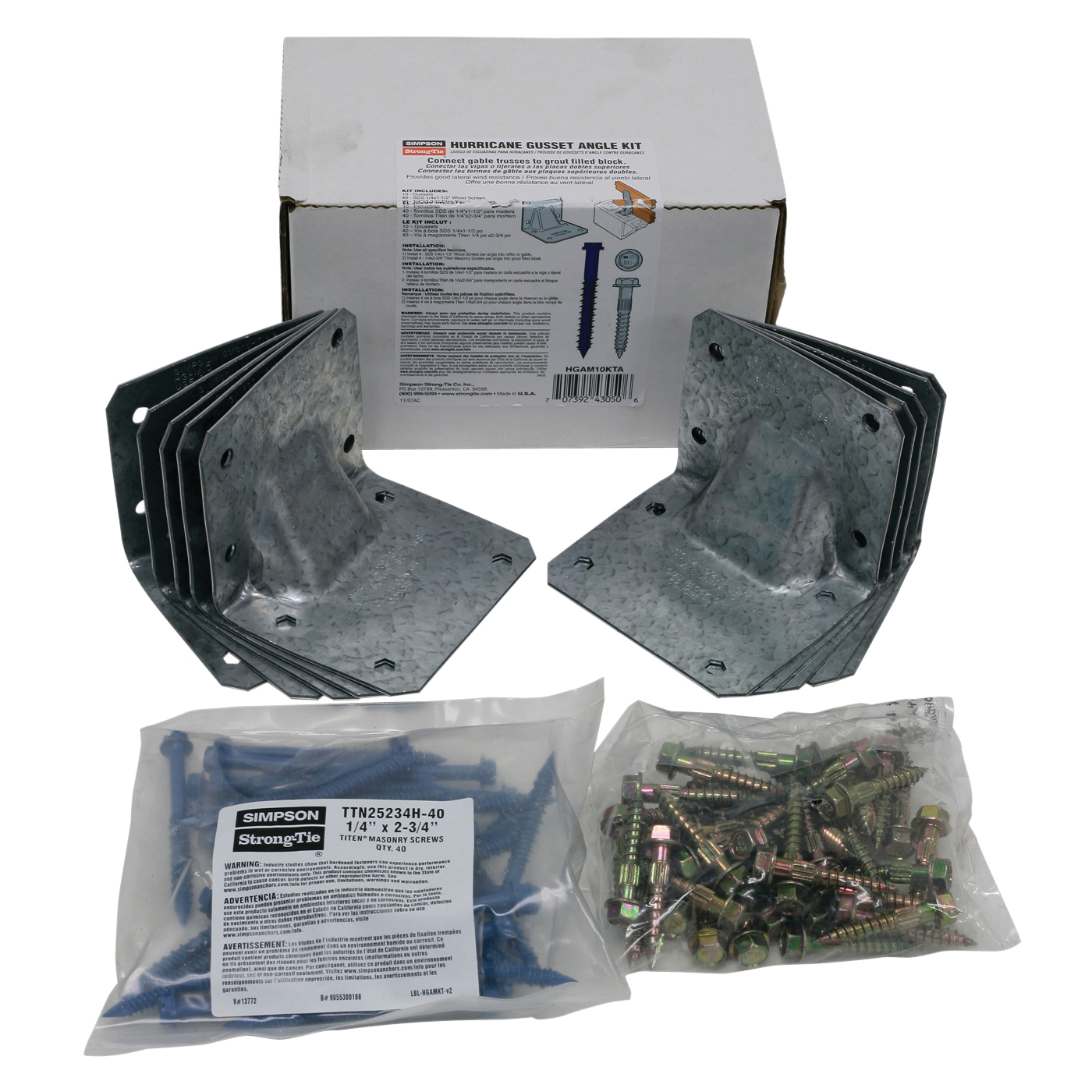 Simpson Strong-Tie HGAM HGAM10KTA Masonry Gusset Angle with Screw, 3-1/2 in W, 3 in D, 3 in H, Steel - 1