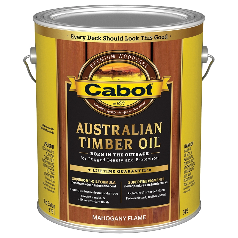 140.0003459.007 Australian Timber Oil, Flat, Mahogany Flame, 1 gal, Can