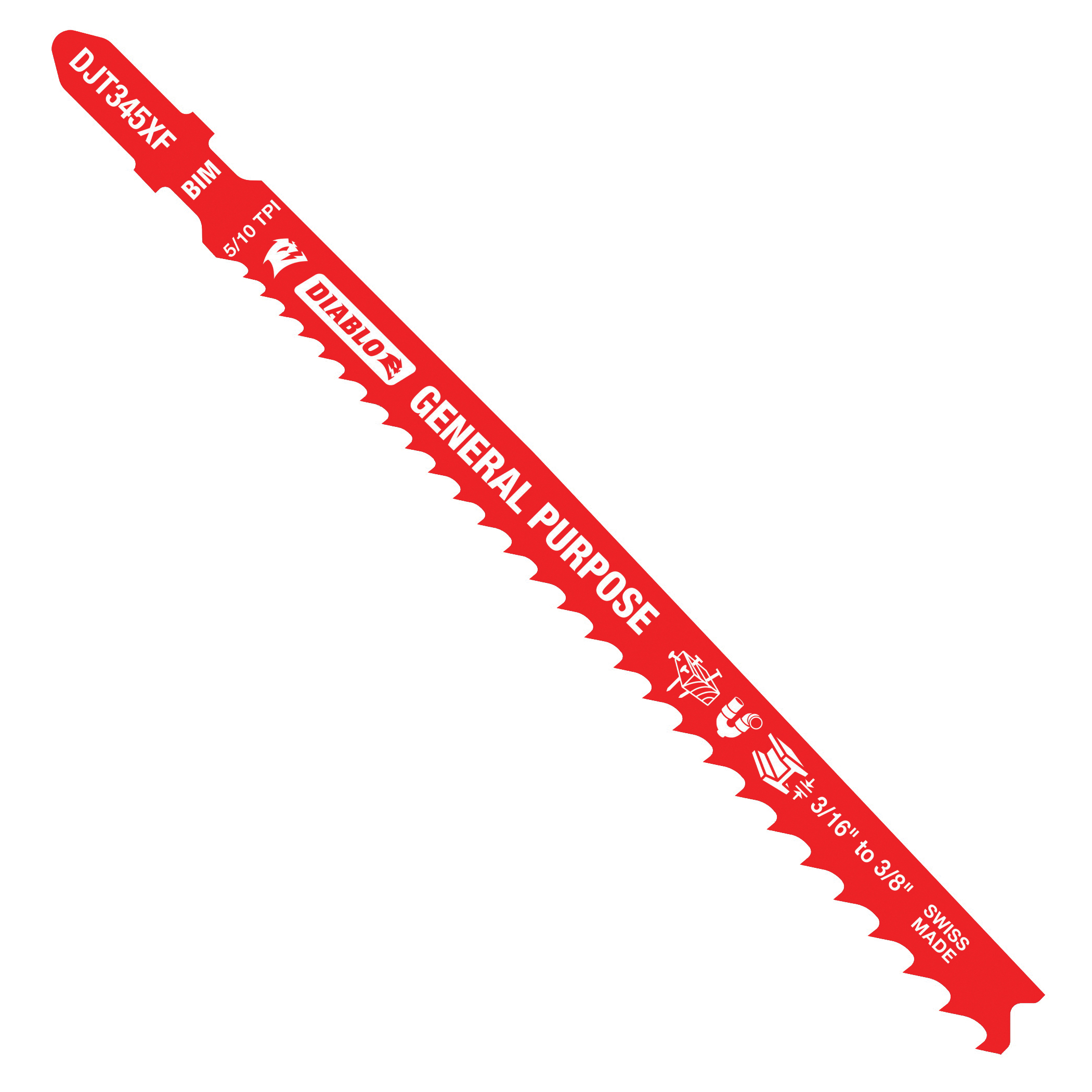 DJT345XF5 Jig Saw Blade, 5-1/4 in L, 5/10 TPI, Bi-Metal Cutting Edge