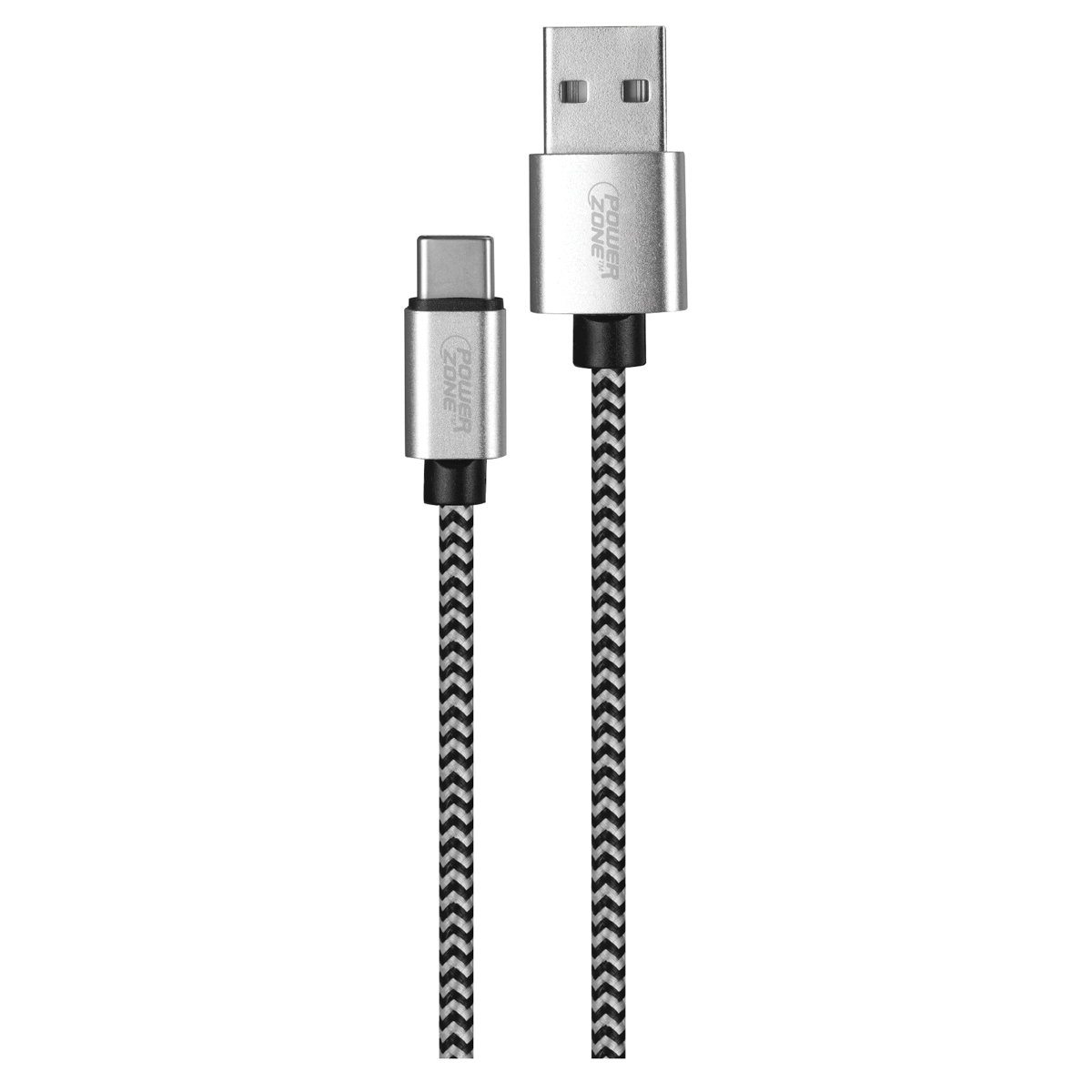 KL-029X-2M-TYPE C Charging Cable, USB, USB-C, Black/White Sheath, 6 ft L