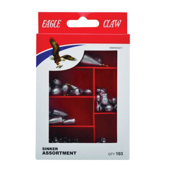 Eagle Claw SNKRASST1 Fishing Sinker Assortment, Plain Lead