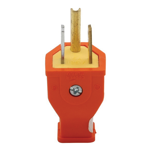 Arrow Hart SA399O Electrical Plug, 2 -Pole, 15 A, 125 V, Screw, NEMA: NEMA 5-15P, Orange