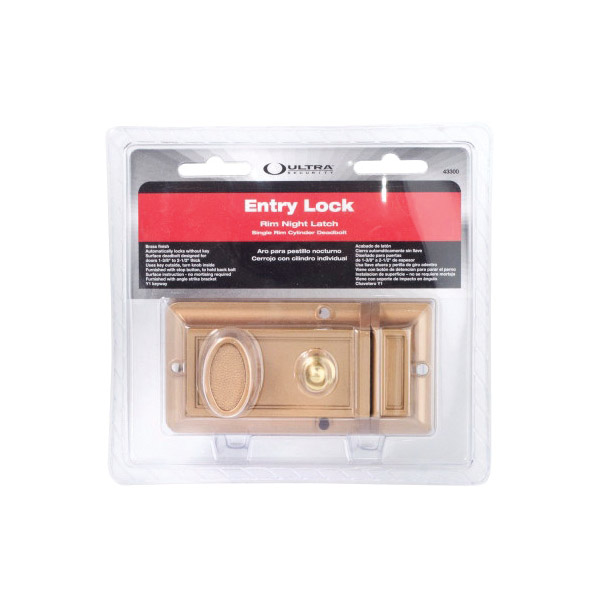 Ultra Security 43300 Deadbolt, Brass, Y1 Keyway, 1-3/8 to 2-1/2 in Thick Door