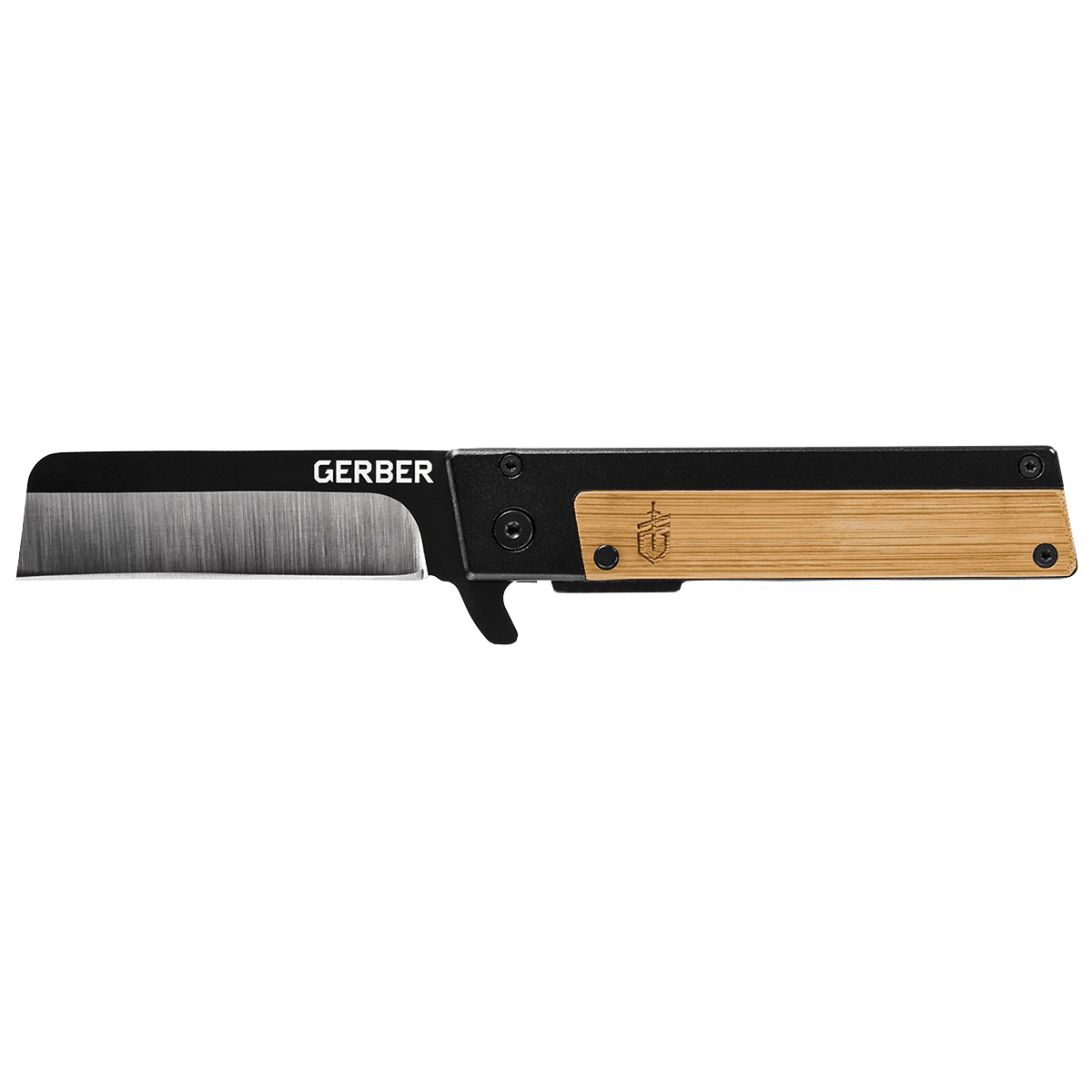 31-003731 Flipper Knife, 2.7 in L Blade, 7Cr17MoV Stainless Steel Blade, Bamboo Handle