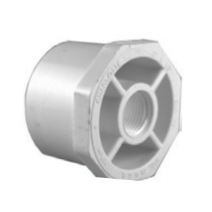 438-209 Reducer Bushing, 1-1/2 x 1-1/2 in, Spigot x FPT, PVC, White, SCH 40 Schedule, 200 psi Pressure