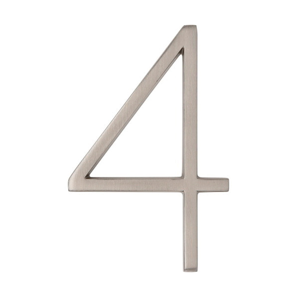 Hillman 844704 House Number, Brushed Nickel Character, Character: 4, 5 in H Character, Zinc, 1 PK