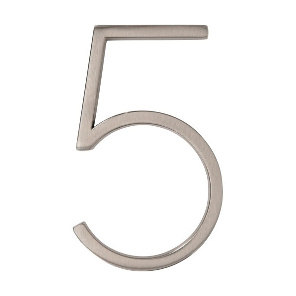 Hillman 844705 House Number, Brushed Nickel Character, Character: 5, 5 in H Character, Zinc, 1 PK