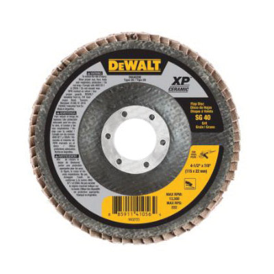 XP Series DWA8281 Flap Disc, 4-1/2 in Dia, 7/8 in Arbor, Coated, 60 Grit, Medium, Ceramic Cloth Abrasive