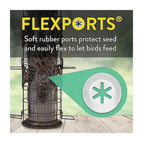 Perky-Pet Squirrel-Be-Gone Max SBG101 Tube Bird Feeder, 18 in H, Pinecones, 1-3/4 lb, Metal, Powder-Coated