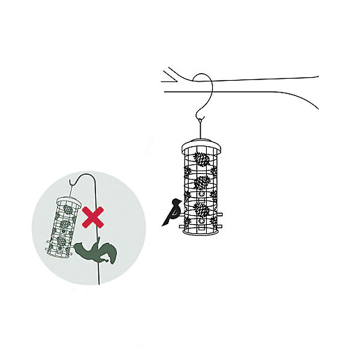 Perky-Pet Squirrel-Be-Gone Max SBG101 Tube Bird Feeder, 18 in H, Pinecones, 1-3/4 lb, Metal, Powder-Coated