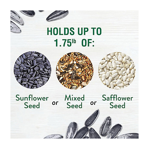 Perky-Pet Squirrel-Be-Gone Max SBG101 Tube Bird Feeder, 18 in H, Pinecones, 1-3/4 lb, Metal, Powder-Coated