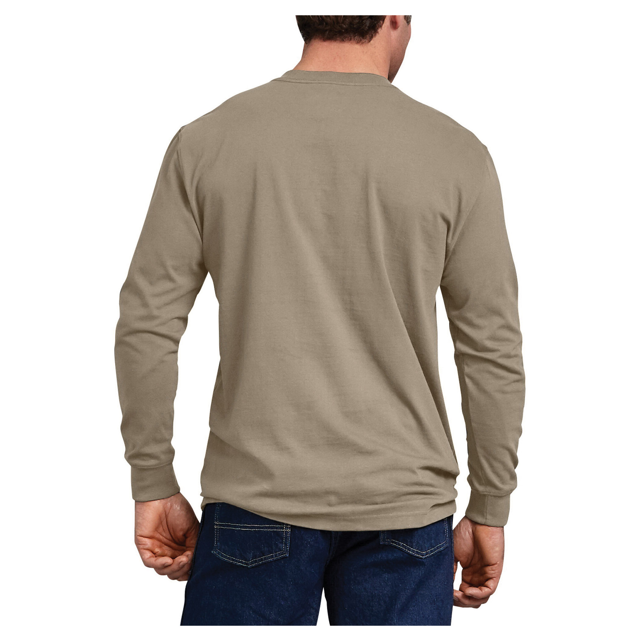 Dickies WL450-DS-M T-Shirt, M, Cotton, Desert Khaki, Crew Neck Collar, Long Sleeve