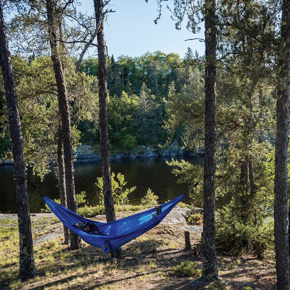 Coghlan's 1750 Single Parachute Hammock, 10-1/2 ft L, 5 ft W, 330 lb, Nylon, Blue - 5