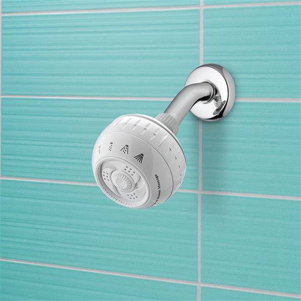 Waterpik SM-421E Massage Shower Head, Round, 2 gpm, 1/2 in Connection, NPT, 4-Spray Function, Plastic, Matte, 4 in L - 5