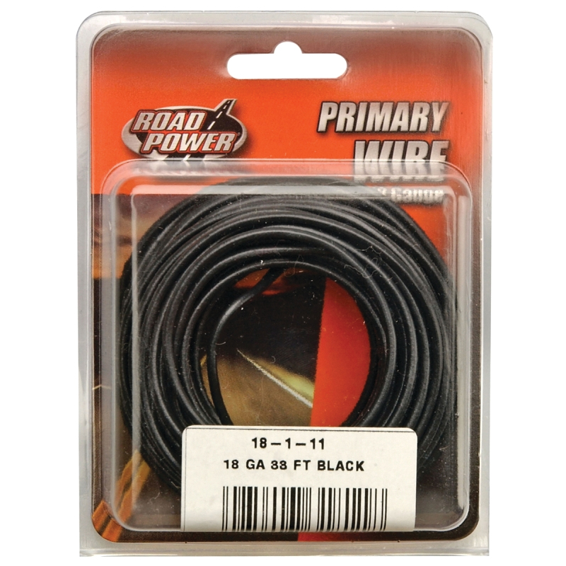 55667333 Primary Wire, 18 ga Wire, 25/60 V, Copper Conductor, Black Sheath, 33 ft L