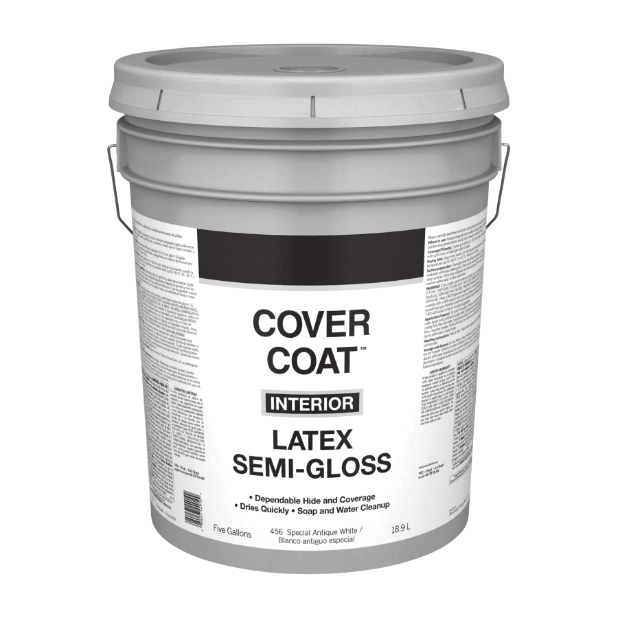 Cover Coat 044.0000456.008 Interior Paint, Semi-Gloss, Antique White, 5 gal