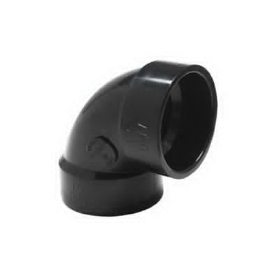 102201BC Pipe Elbow, 1-1/2 in, Hub, 90 deg Angle, ABS, Black
