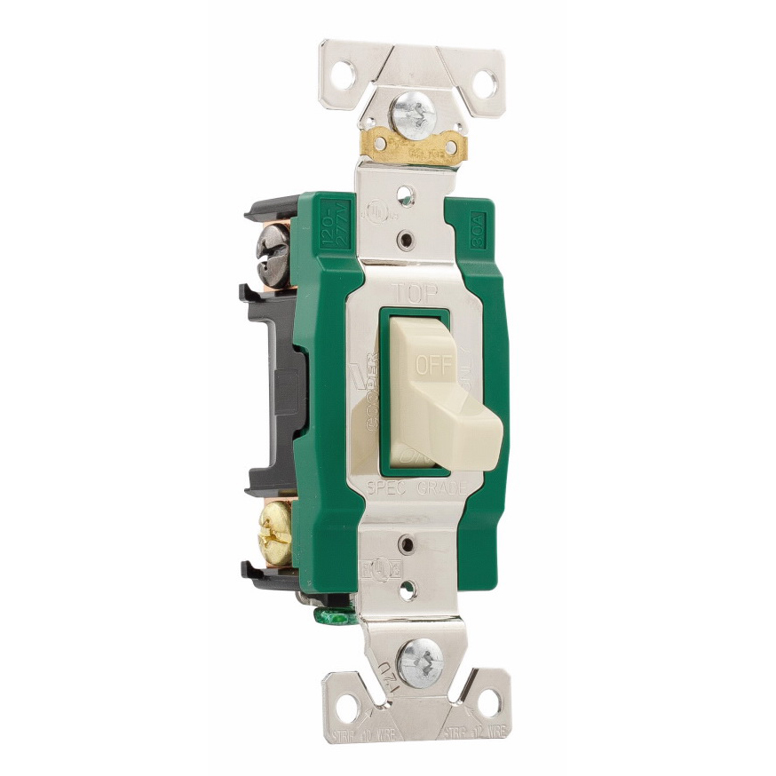 WD3032V Toggle Switch, 277 VAC, Back, Side Terminal, Polycarbonate Housing Material, Ivory