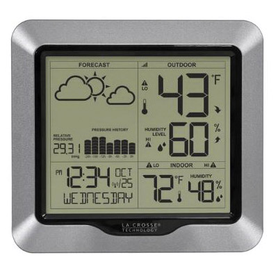 308-1417 Weather Station, Battery, 32 to 99 deg F, 10 to 99 % Humidity Range, LCD Display