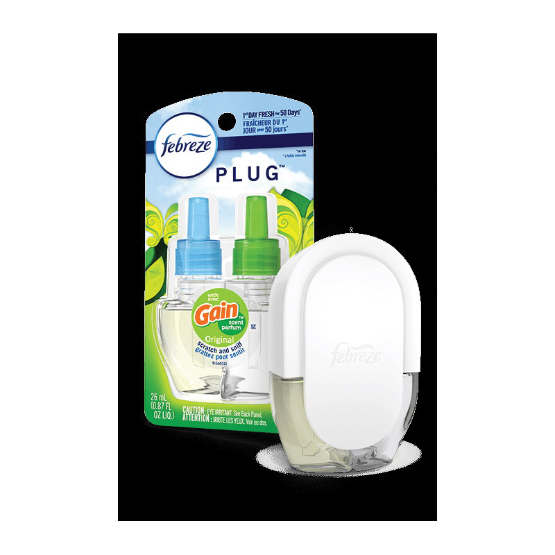 febreze PLUG 74903 Scented Air Freshener, 0.87 oz, Gain Original, 50 days-Day Freshness