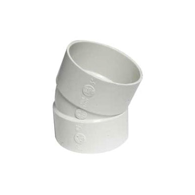 414203BC Sewer Pipe Elbow, 3 in, Hub, 22.5 deg Angle, PVC, White
