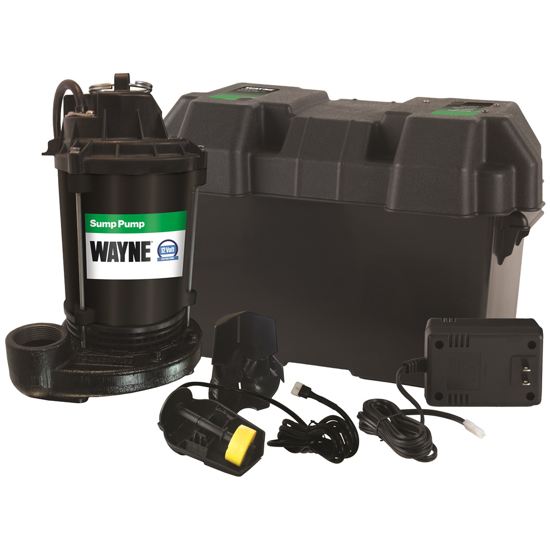 ESP25N Battery Backup Sump Pump with Automatic Switch, 12 VDC, 1-1/2 in Outlet, 15 ft Max Lift Head, 48 gpm