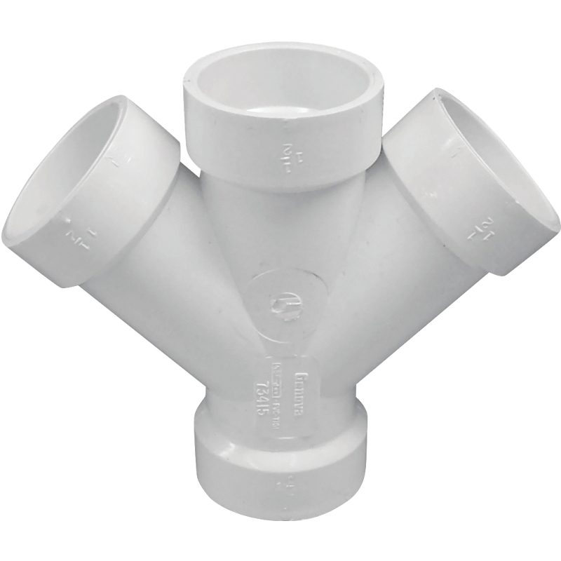 B & K 05840H Double Pipe Wye, 3 in, Hub, PVC, White, SCH 40 Schedule