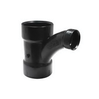 104326BC Reducing Combination Tee Pipe Wye, 3 x 3 x 1-1/2 in, Hub, ABS, Black