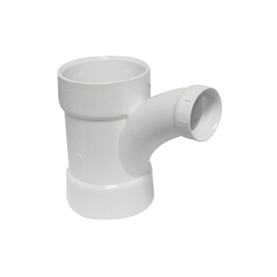 194337 Reducing Combination Tee Pipe Wye, 4 x 4 x 2 in, Hub, PVC, White, SCH 40 Schedule