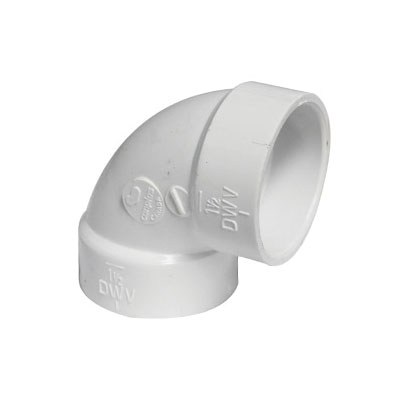 192201 Pipe Elbow, 1-1/2 in, Hub, 90 deg Angle, PVC, White, SCH 40 Schedule